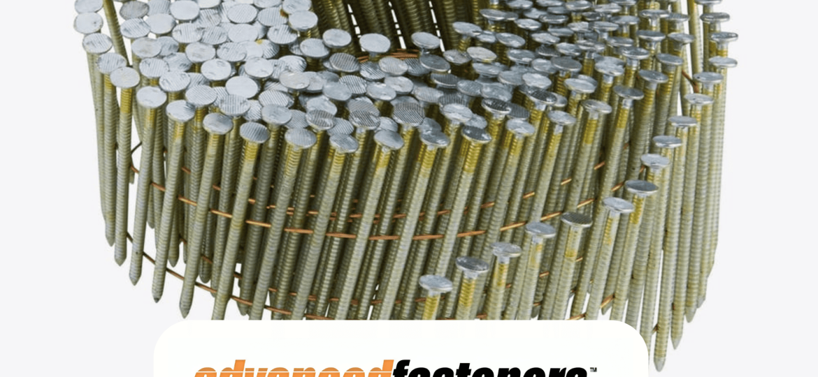 50mm flat coil nails, 45mm flat coil nails, 40mm galvanised coil nails, 32mm galvanised coil nails, 25mm galvanised coil nails, Professional Grade Fasteners UK